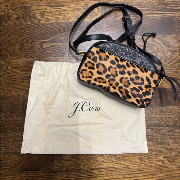 J. Crew Handbags - J. Crew Devon Camera Bag in Black and Brown Animal Print